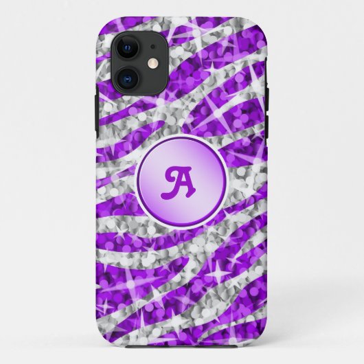 Glitz Zebra PurpleモノグラムiPhoneケースパープル Case-Mate iPhoneケース (裏面)