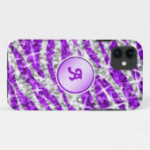 Glitz Zebra PurpleモノグラムiPhoneケースパープル Case-Mate iPhoneケース (裏面(横))