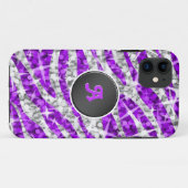 Glitz Zebra PurpleモノグラムiPhoneケースブラック Case-Mate iPhoneケース (裏面(横))