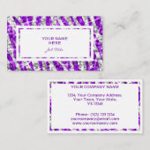 Glitz Zebra Purple四角形ビジネスカードホワイト 名刺 (正面/裏面)