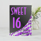 Glitz Zebra Purple Curve "Sweet 16"招待 招待状 (スタンド正面)