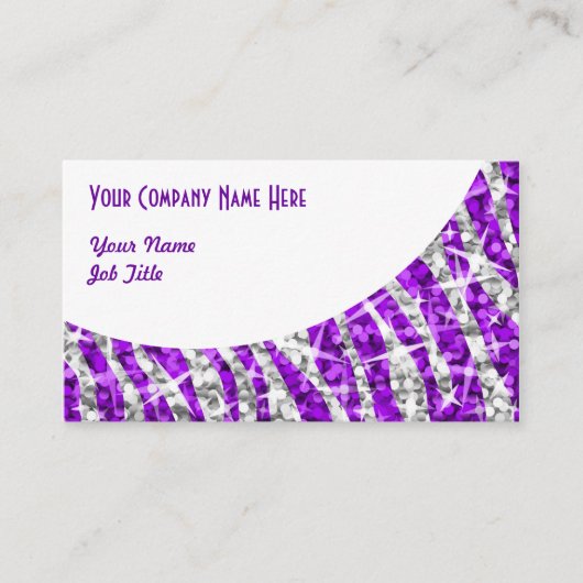 Glitz Zebra Purple White Curve名刺 名刺 (正面)