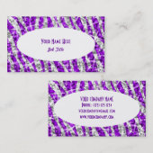 Glitz Zebra Purple White Oval名刺 名刺 (正面/裏面)