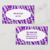 Glitz Zebra Purple White Oval名刺 名刺 (正面/裏面)