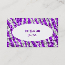 Glitz Zebra Purple White Oval名刺 名刺