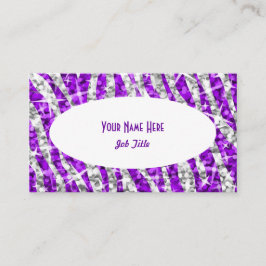 Glitz Zebra Purple White Oval名刺 名刺