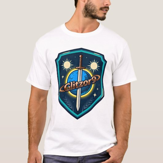 Glitzor9「ツイン・サンズ・シールド」エンブレムTシャツ Tシャツ (正面)