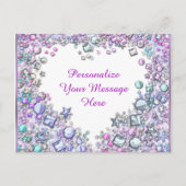 GlitzyハートGemsメッセパーソナライズされたージ ポストカード (正面)