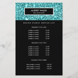 Glitzy Blueグリッターサロン価格とサービス チラシ