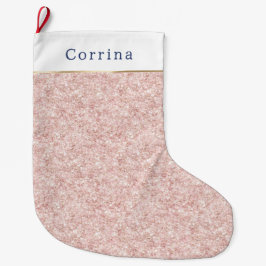 Glitzy Blush Pink Glitter Christmas ラージクリスマスストッキング