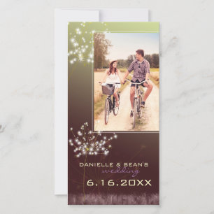 Glitzy Dandelion結婚式の日付の写真カードを保存 セーブザデート