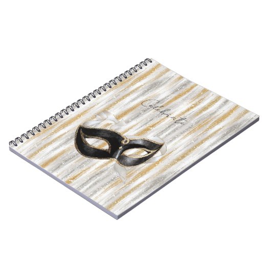 Glitzy Gold Silver Celebrate Mask ノートブック (左側)