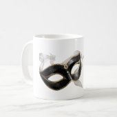 Glitzy Gold Silver New Year Black Mask コーヒーマグカップ (正面左)