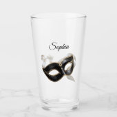 Glitzy Gold Silver New Year Black Mask タンブラーグラス (正面)