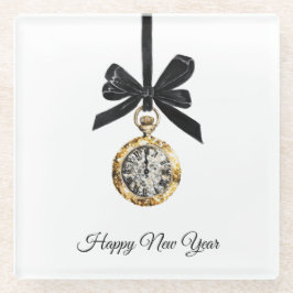 Glitzy Gold Silver New Year Midnight Hour   ガラスコースター