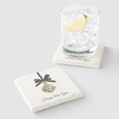 Glitzy Gold Silver New Year Midnight Hour ストーンコースター (横)