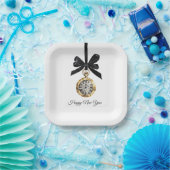 Glitzy Gold Silver New Year Midnight Hour   ペーパープレート (パーティー)