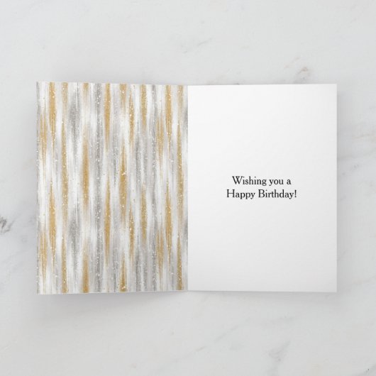 Glitzy Gold Silver Stars Cupcake Birthday カード (内部)