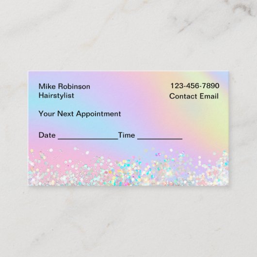 Glitzy Hairstylistのお客様のアポイントメントカード 予約カード (正面)