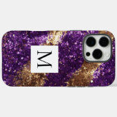 Glitzy Purple Gold Glitter Monogram  Case-Mate iPhoneケース (裏面 (横))