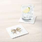 Glitzy Silver Cream Bow New Year's Eve ペーパーコースター (インサイチュ)
