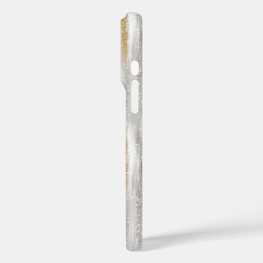 Glitzy Silver Gold Stripes White Cupcake Bow   Case-Mate iPhoneケース (裏面 / 左)