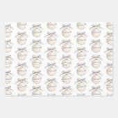 Glitzy Silver Santa Hats Bows Ornaments Christmas ラッピングペーパーシート (正面3)