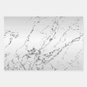 Glitzy Silver White Cupcake Bow Birthday ラッピングペーパーシート (正面3)