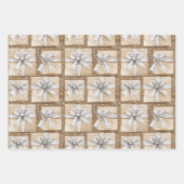 Glitzy Silver White Cupcake Bow Birthday ラッピングペーパーシート (正面2)