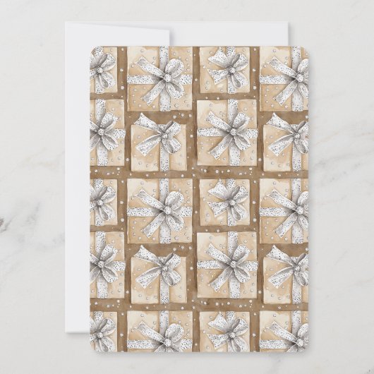 Glitzy Silver White Cupcake Bow Birthday 招待状 (裏面)