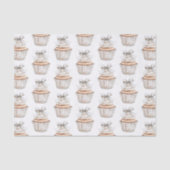 Glitzy Silver White Cupcakes Bow Birthday 薄葉紙 (正面)