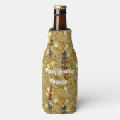 Glitzy Sparkle Stencil Art Birthday Party ボトルクーラー (ボトル正面)
