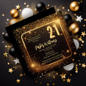 Glitzy Sparkles | スターゴールド 21歳の誕生日パーティー 招待状