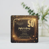 Glitzy Sparkles | Stars Gold 50th Birthday Party 招待状 (スタンド正面)
