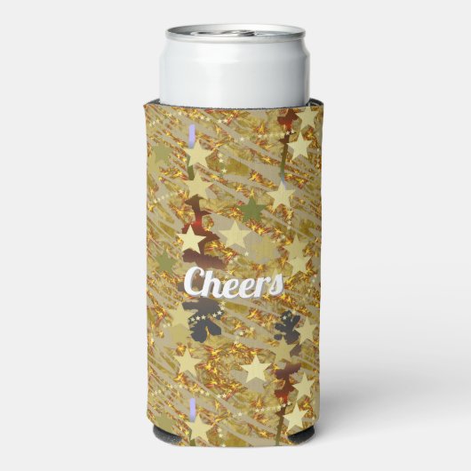 Glitzy Sprakling Any Age Birthday Abstract Pattern スリム缶クーラー (Seltzer裏面)