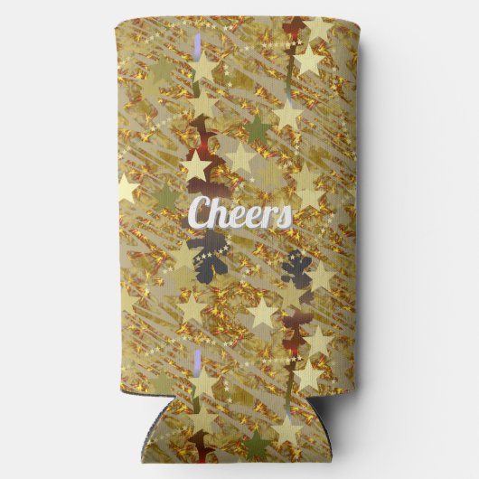 Glitzy Sprakling Any Age Birthday Abstract Pattern スリム缶クーラー (裏面)