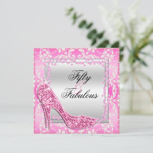 Glitzy Stilettos, Diamonds & Damask Fabulous 50 招待状 (スタンド正面)