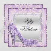 Glitzy Stitlettos、Diamonds & Damask Fabulov 50 招待状 (正面/裏面)