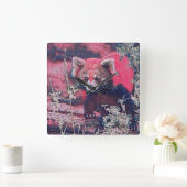 GlitzyAnimal_RedPanda_005 スクエア壁時計 (ホーム)