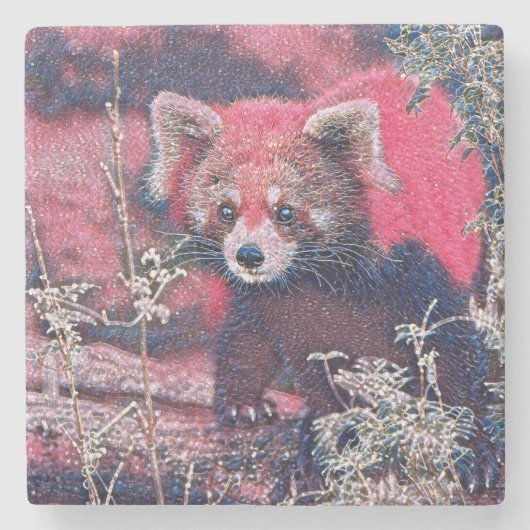 GlitzyAnimal_RedPanda_005 ストーンコースター (正面)