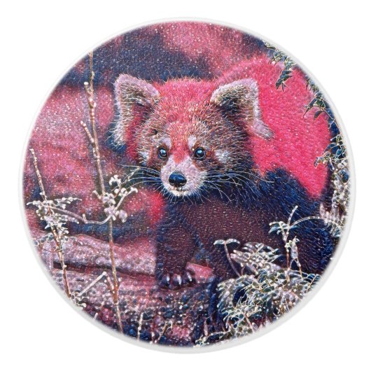 GlitzyAnimal_RedPanda_005 セラミックノブ (正面)