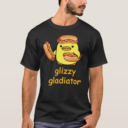 Glizzy Gladiator Duck Hotdog Meme Tシャツ (正面)