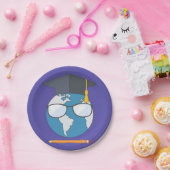 Global Education Graduation Cap Earth Smart Planet ペーパープレート (パーティー)