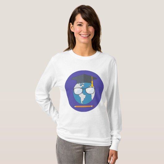 Global Education Graduation Cap Earth Smart Planet Tシャツ (正面フル)