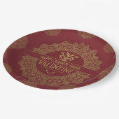 Global Luxe Happy Valentine's Day: Red & Gold Adi  ペーパープレート (アングル)