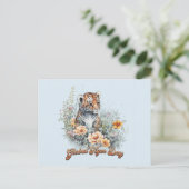 Global Tiger Day、水の色の子 ポストカード (スタンド正面)