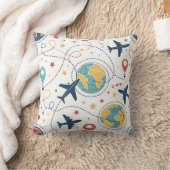 Global Travel Aviation Pattern (1) クッション (ブランケット)