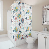 Global Travel Aviation Pattern (1) シャワーカーテン (インサイチュ)