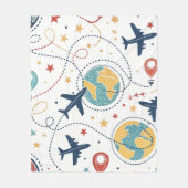 Global Travel Aviation Pattern (1) フリースブランケット (正面)
