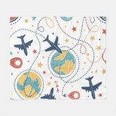 Global Travel Aviation Pattern (1) フリースブランケット (正面(横))